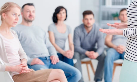 Woman during sharing session