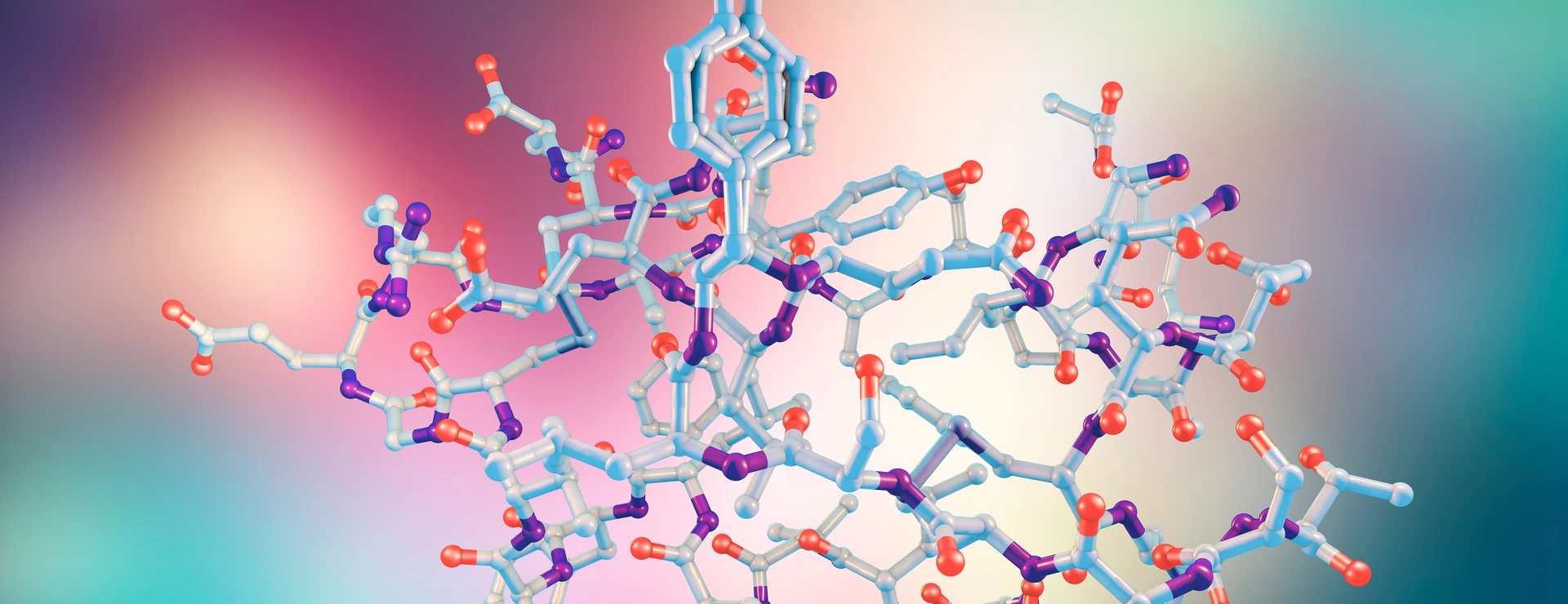 Molecular model of insulin molecule, 3D illustration