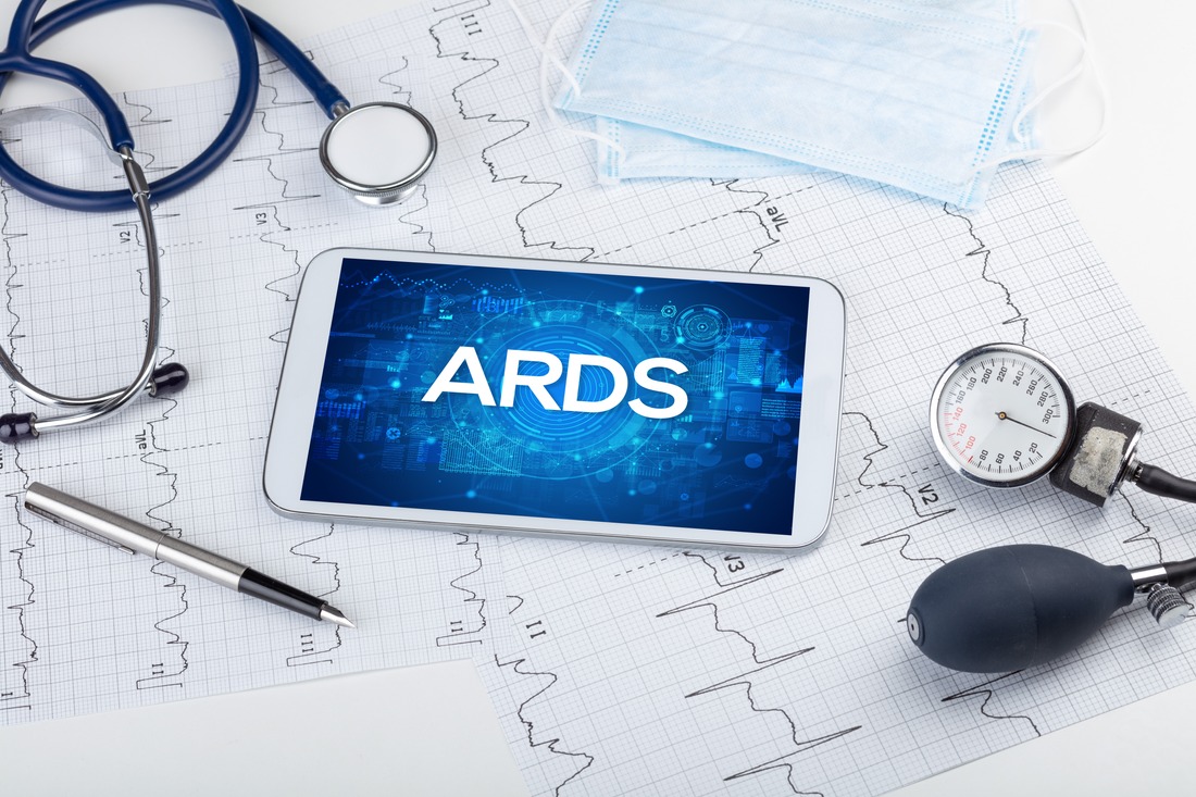 Close-up view of a tablet pc with medical abbreviation