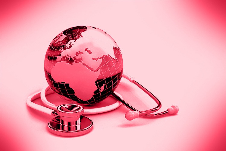 Global healthcare. Earth and stethoscope.