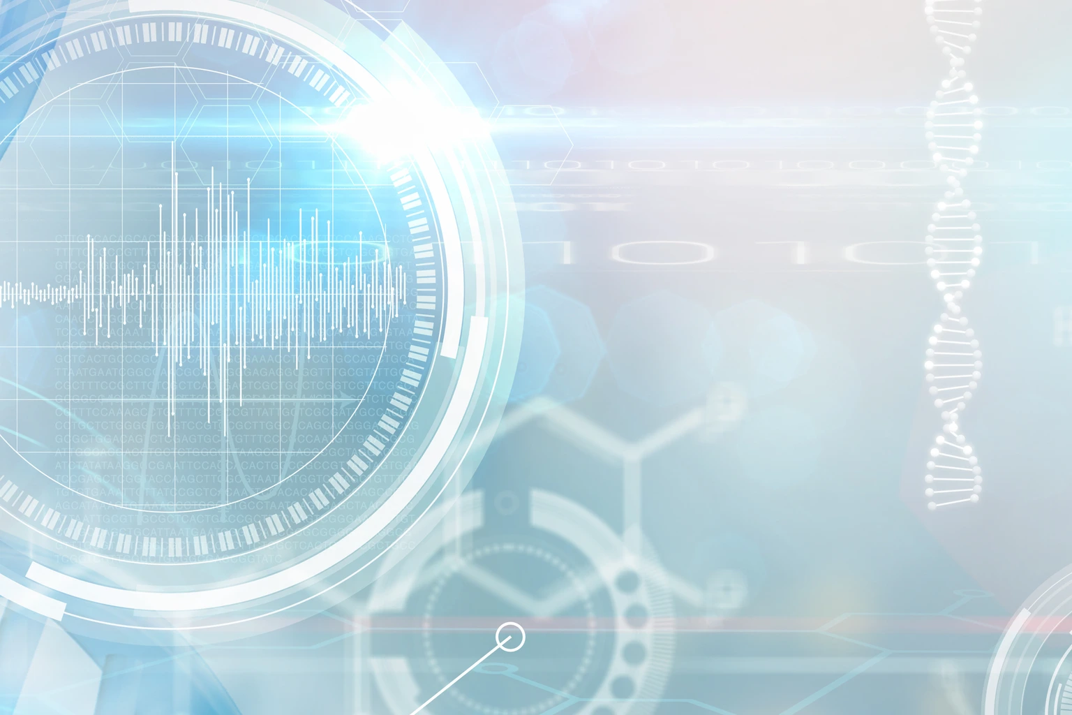 Illustrative image of a blue colored heart against digital background with dna helix