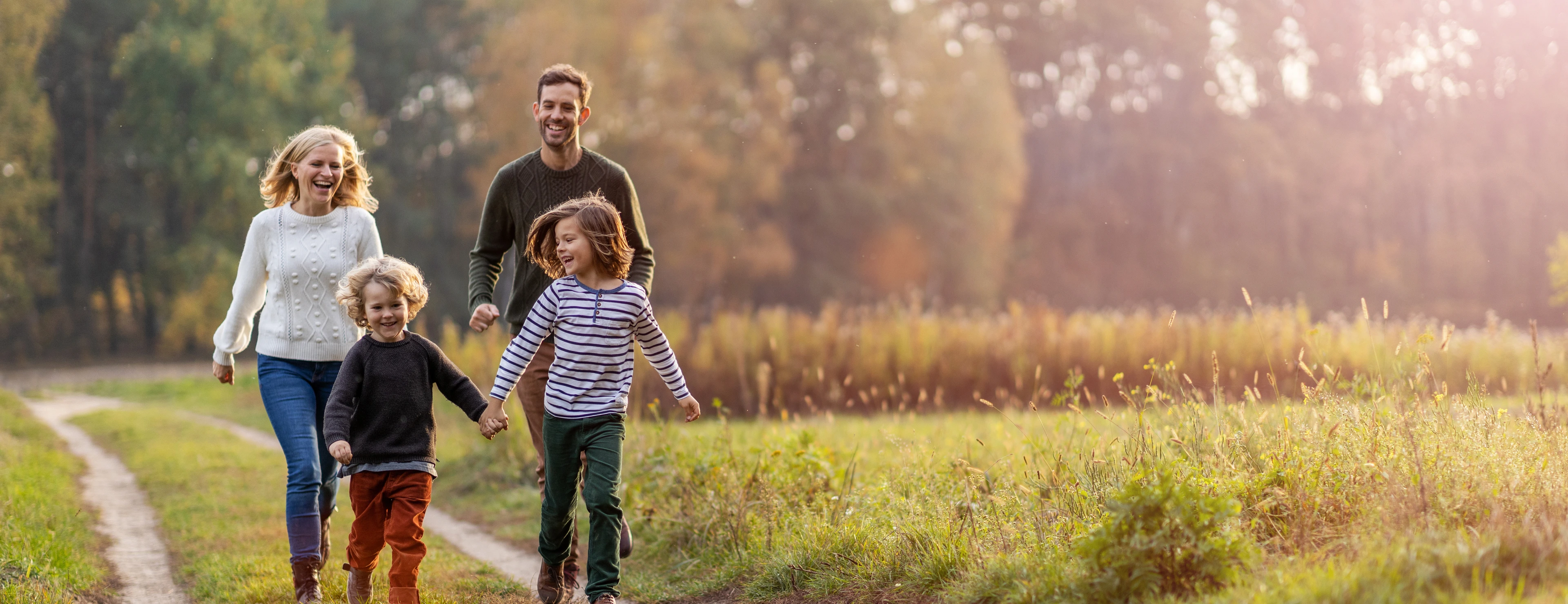 Young family having fun outdoors