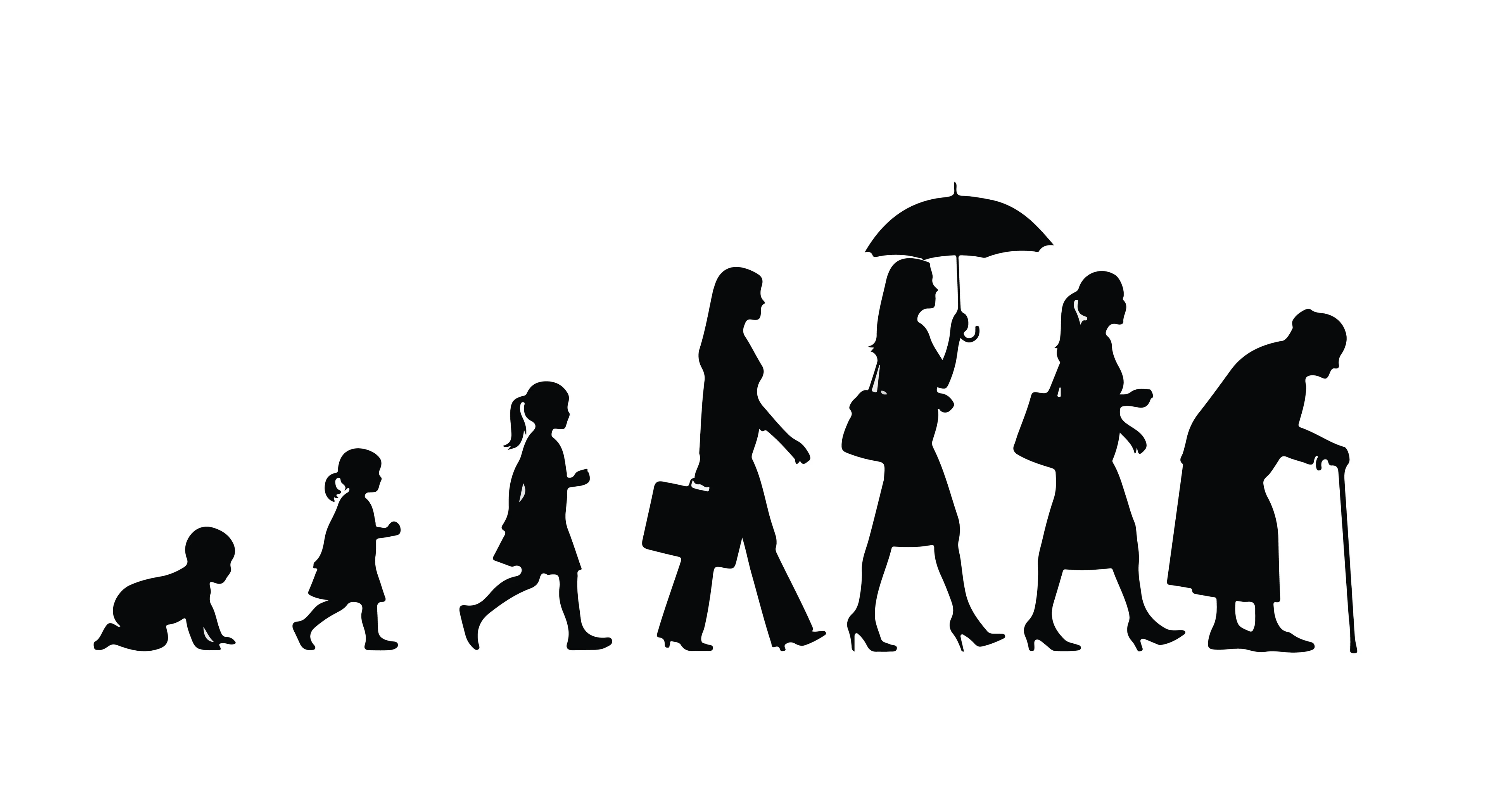 Stages of Life Silhouette of a Womans Journey Through Time.