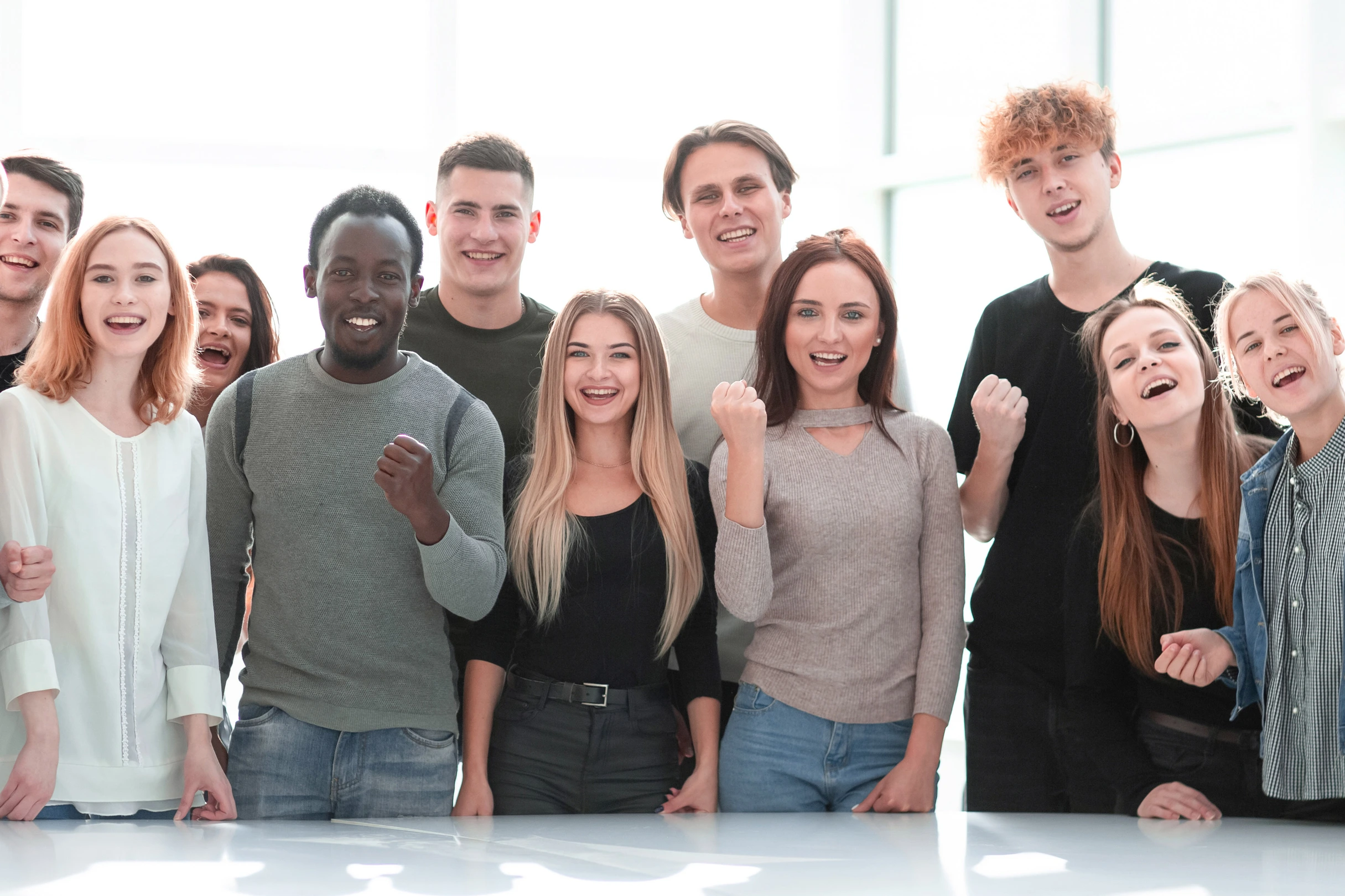 group of diverse young people standing together