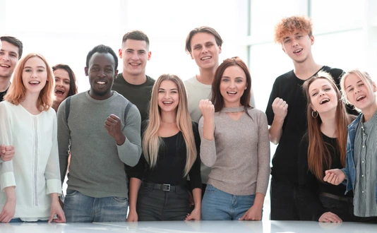 group of diverse young people standing together