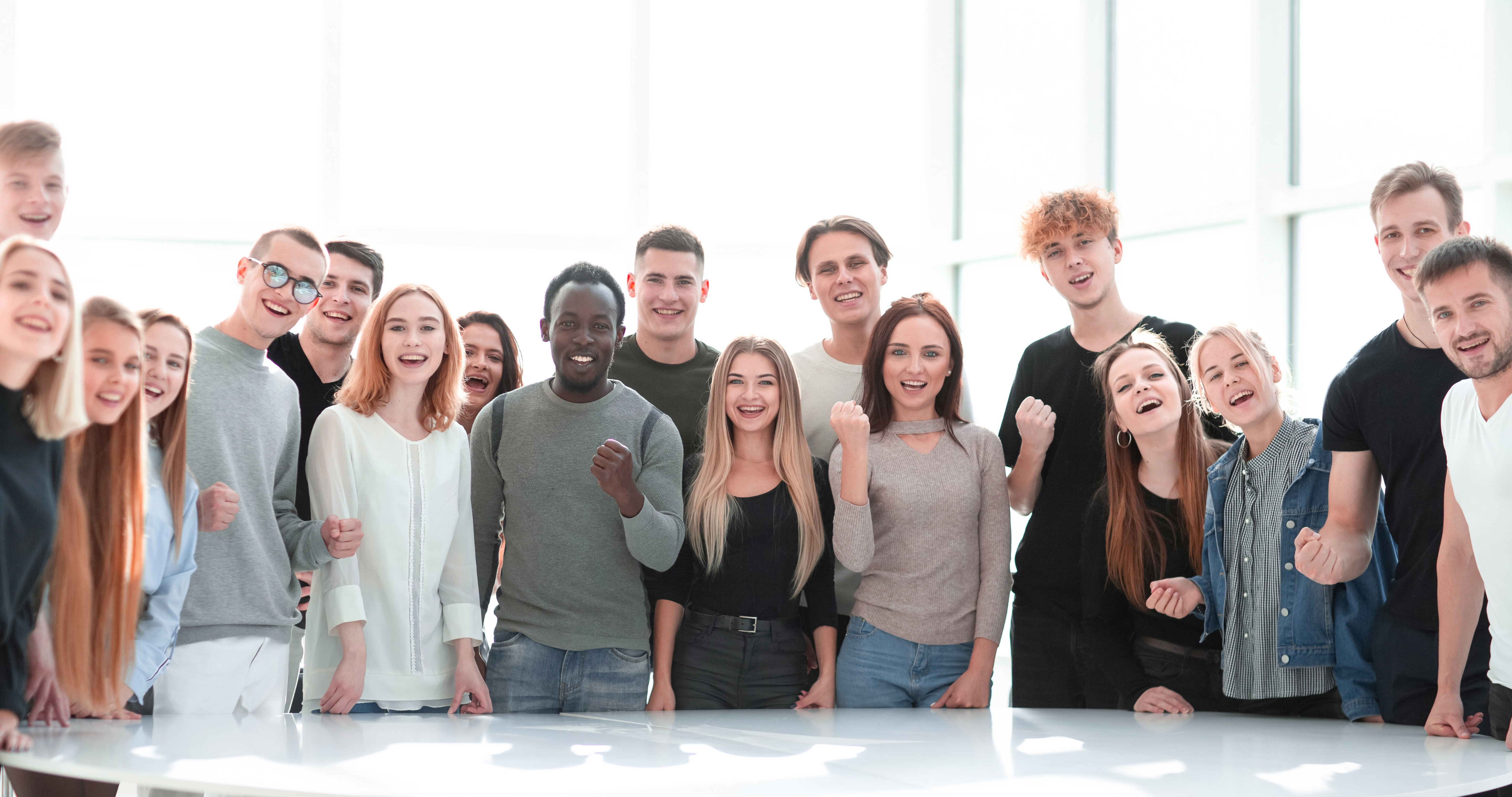 close up. a group of diverse young people standing together