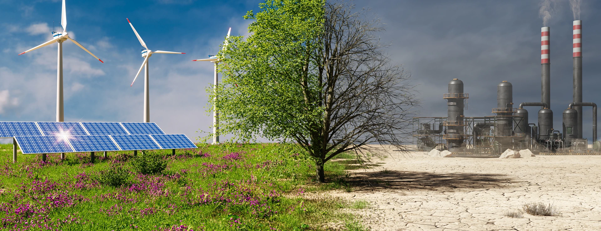 Klimawandel, industrielle Verschmutzung, Natur