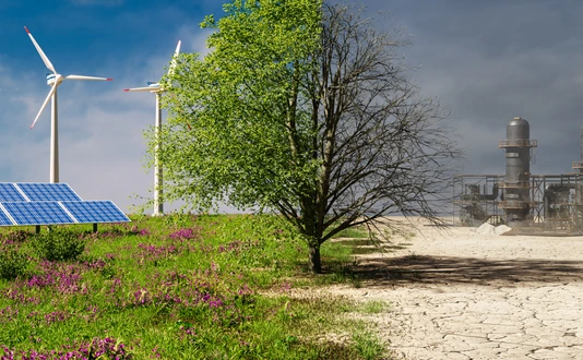 Klimawandel, industrielle Verschmutzung, Natur