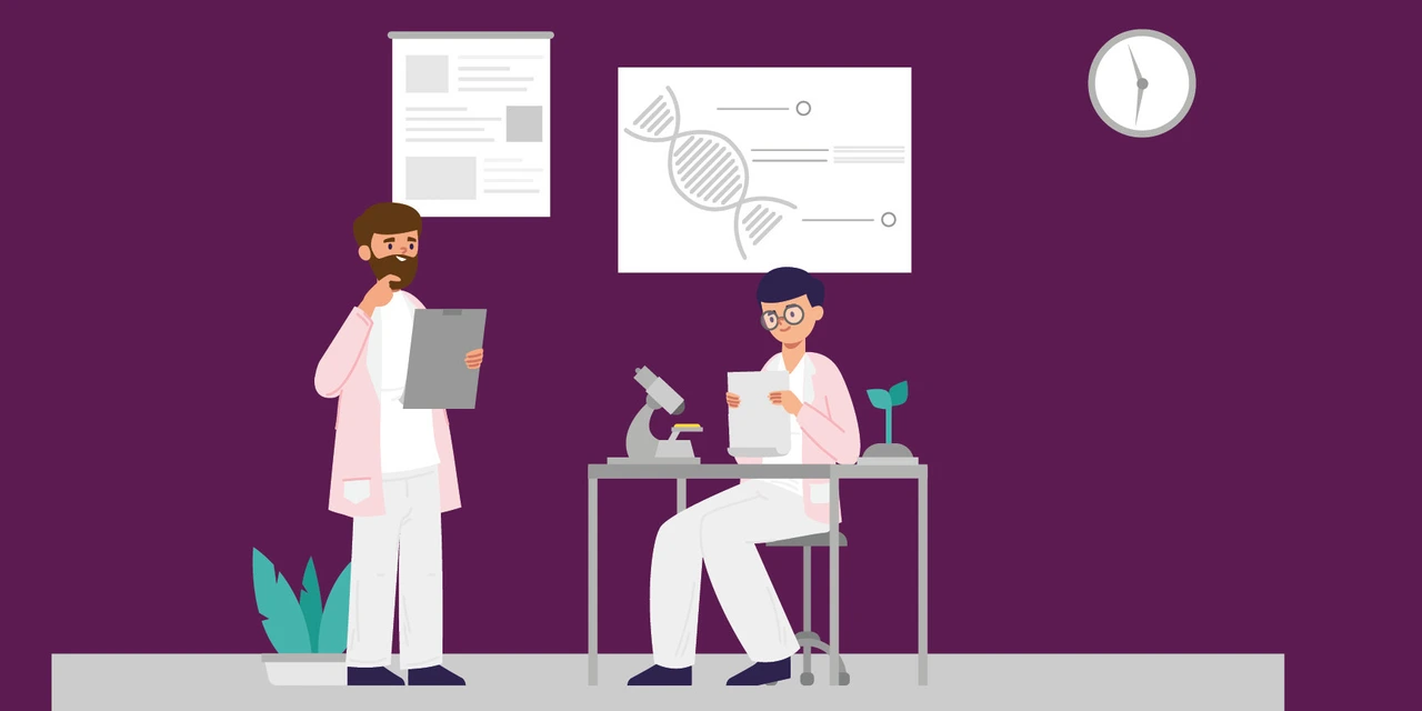 Biology lab technicians working vector graphics