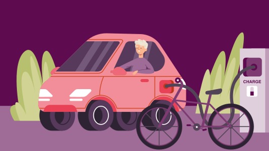 E-Laden Vektorgrafik mit Fahrrad