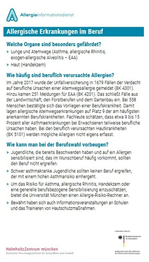 Allergische Erkrankungen im Beruf - Download