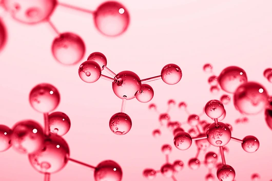 Blue molecule (colorized Helmholtz red)