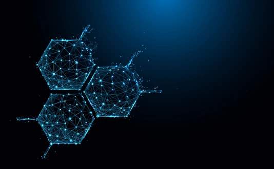 Molecule structure icon form lines and triangles