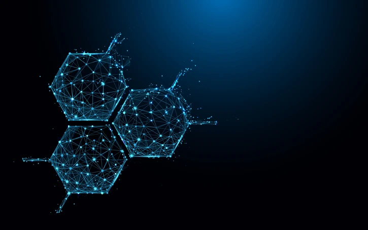 Molecule structure icon form lines and triangles