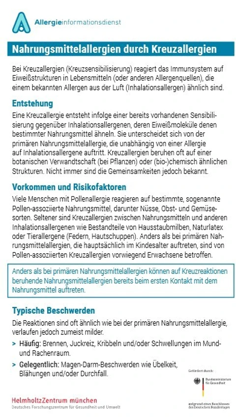 Nahrungsmittelallergie durch Kreuzallergie