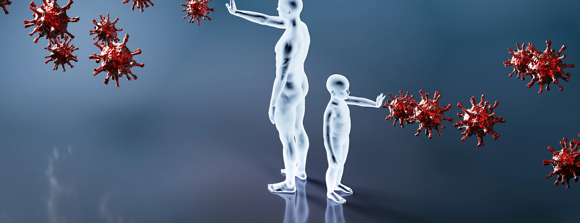 Man and child protect from coronavirus Covid-19. Immunity