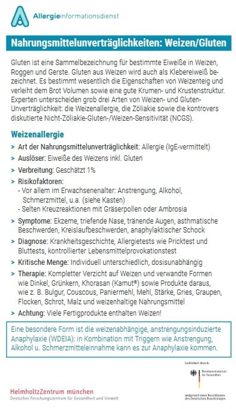 Nahrungsmittelunverträglichkeit durch Weizen und Gluten