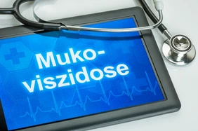 Tablet mit der Diagnose Mukoviszidose auf dem Display