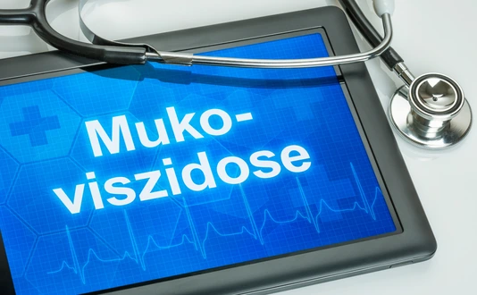Tablet mit der Diagnose Mukoviszidose auf dem Display