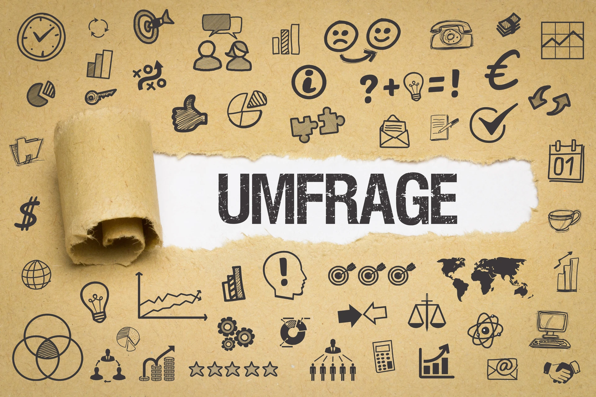 Umfrage / Papier mit Symbole