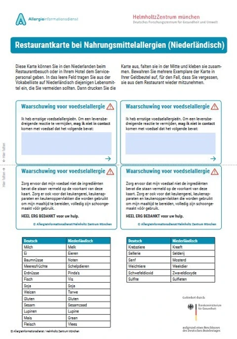 Restaurantkarte Niederländisch zum Download 