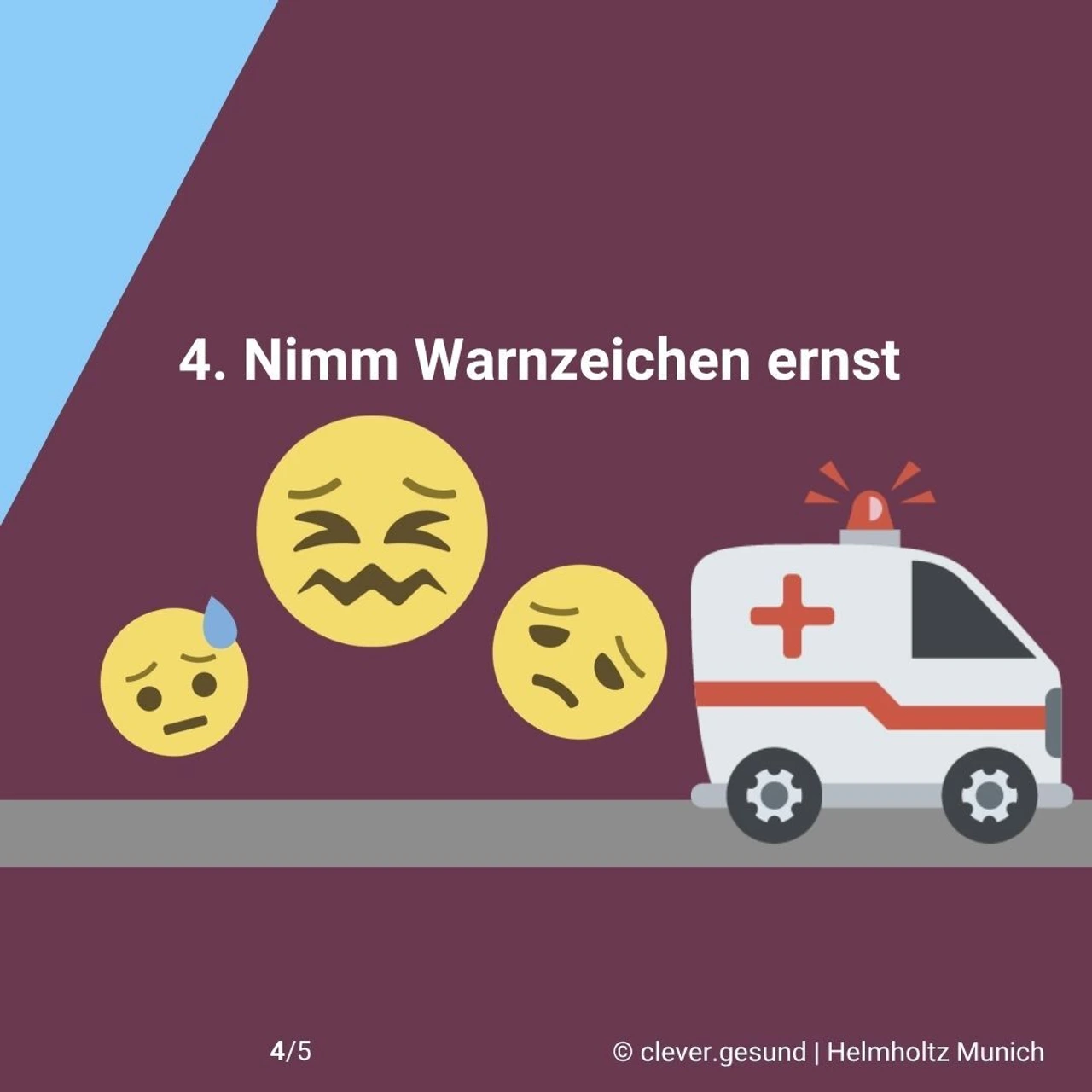 Die Grafik illustriert den Hitzetipp "Nimm Warnzeichen ernst"