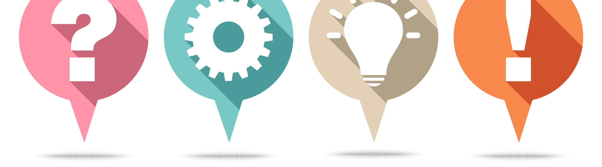 Round Speechbubbles Question, Work, Idea & Answer Retro
