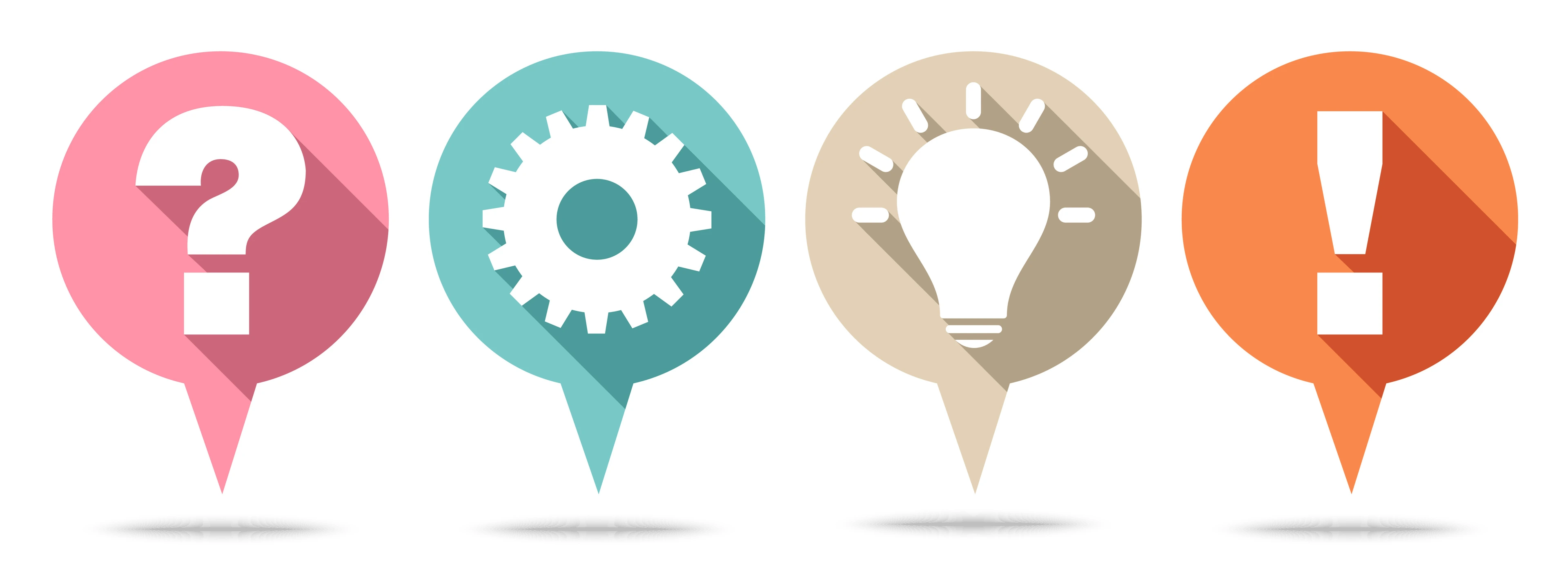 Round Speechbubbles Question, Work, Idea & Answer Retro