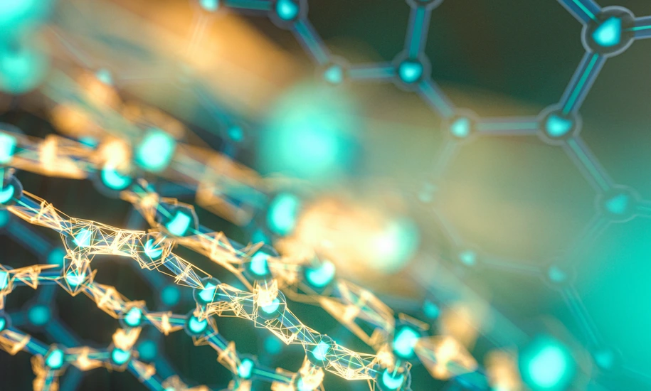 Cells and biological chain,molecules and abstract conception,3d rendering. Computer digital drawing.