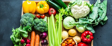 Fresh colorful spring organic vegetables on black