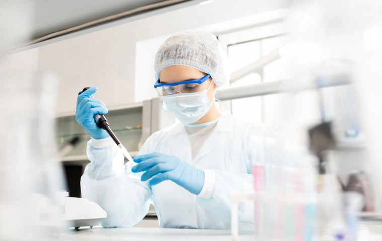 Microbiologist at work