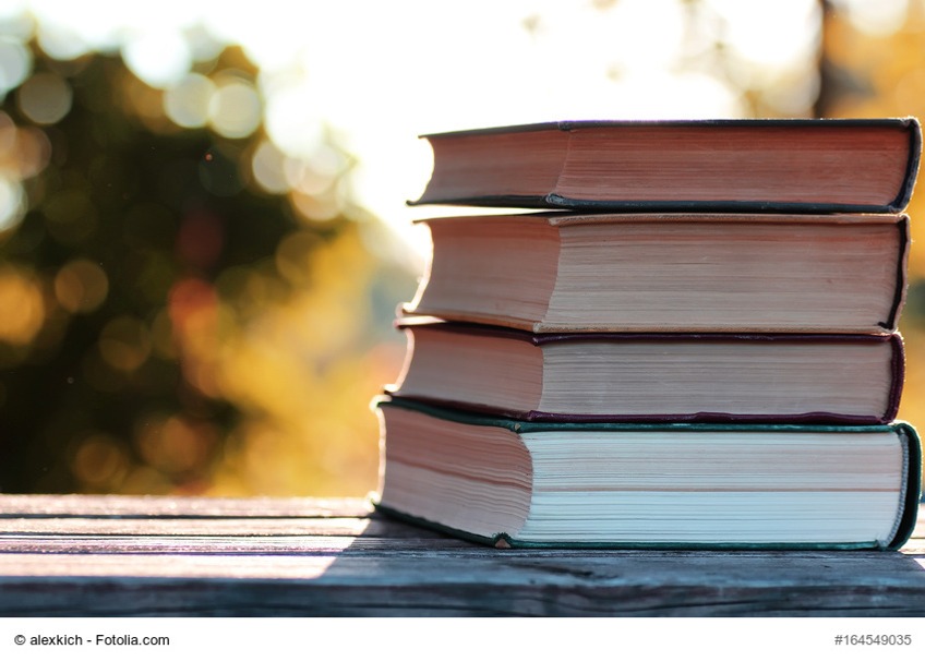 autumn book stack wooden outdoor