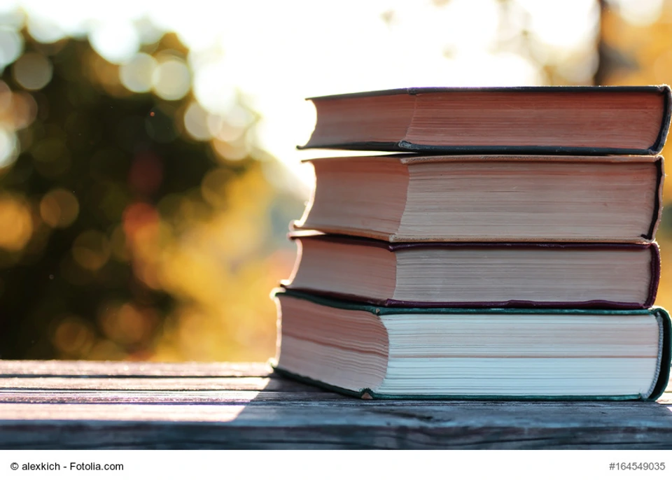 autumn book stack wooden outdoor