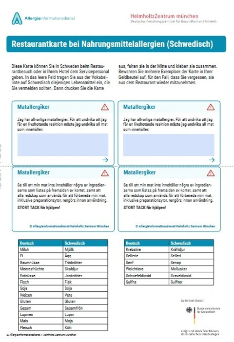 Restaurantkarte Schwedisch zum Download