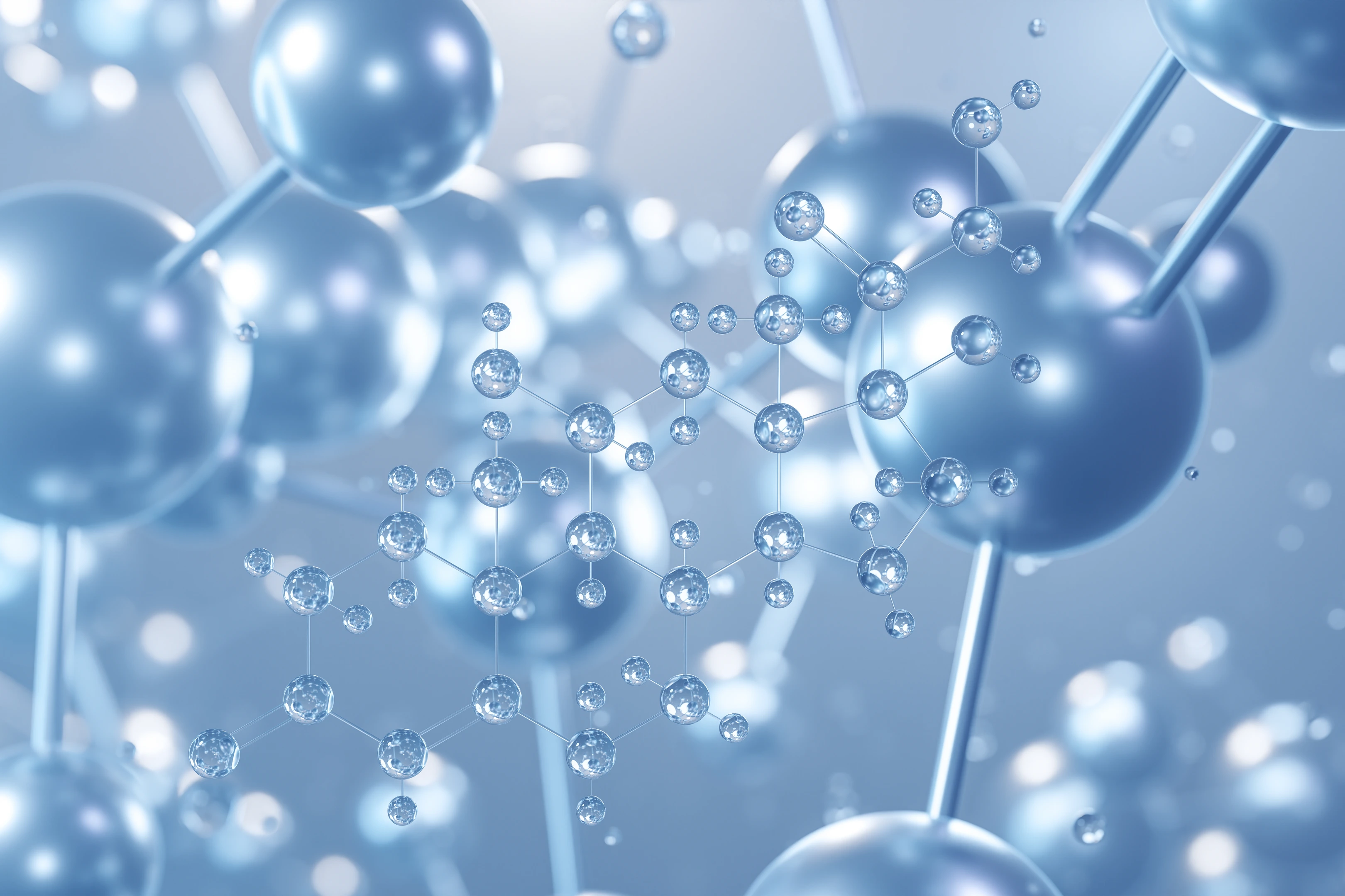 cortisol molecular structure 3d, flat model, steroid hormone, structural chemical formula view from a microscope