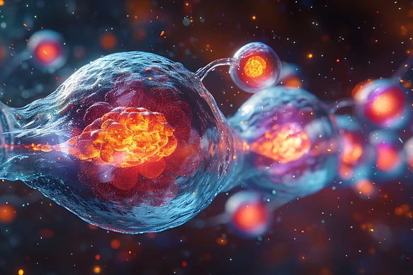 Artistic representation of stages of human embryonic development emphasizing cell division differentiation organ formation - AdobeStock_917188904