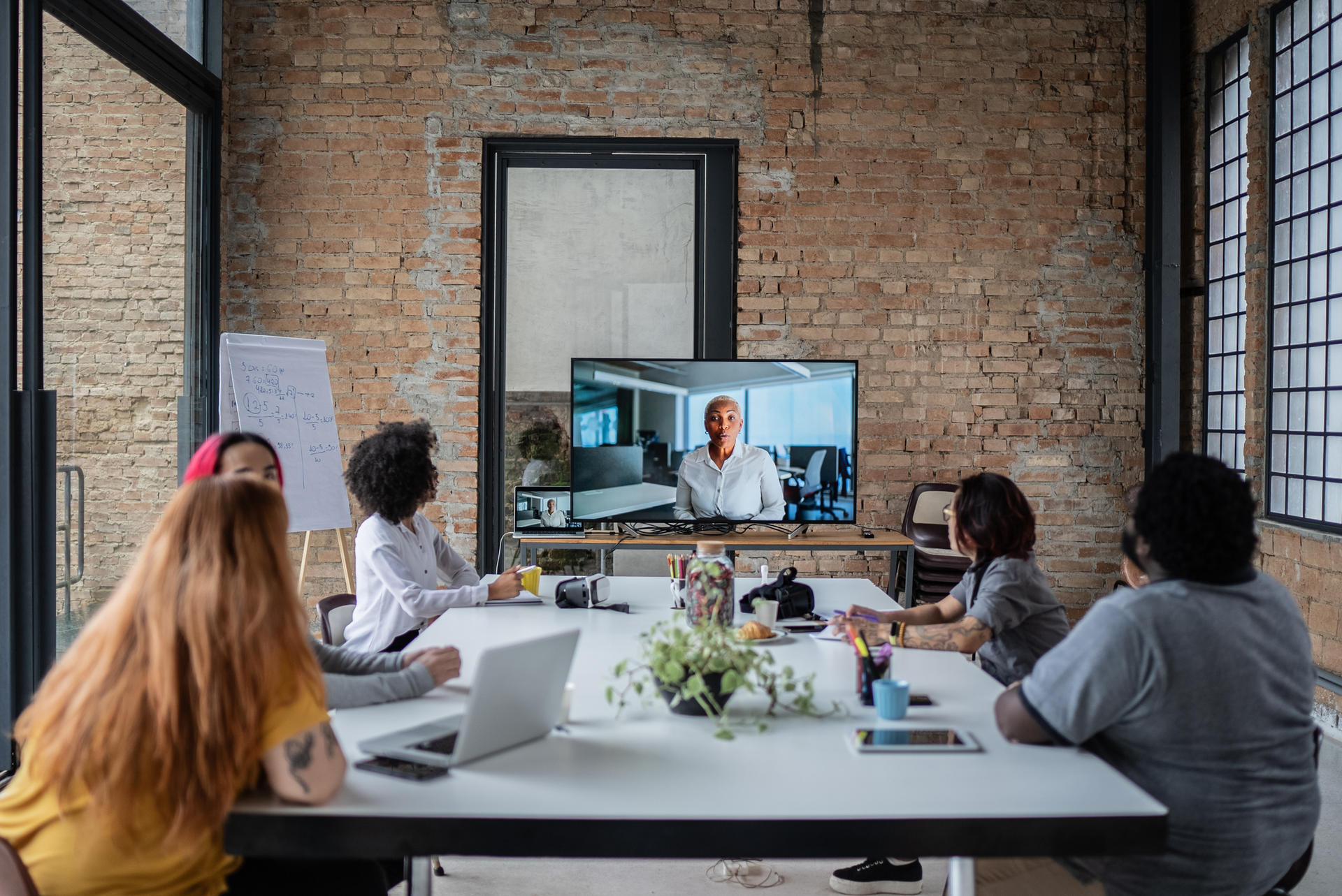 Business team doing a video conference in the office