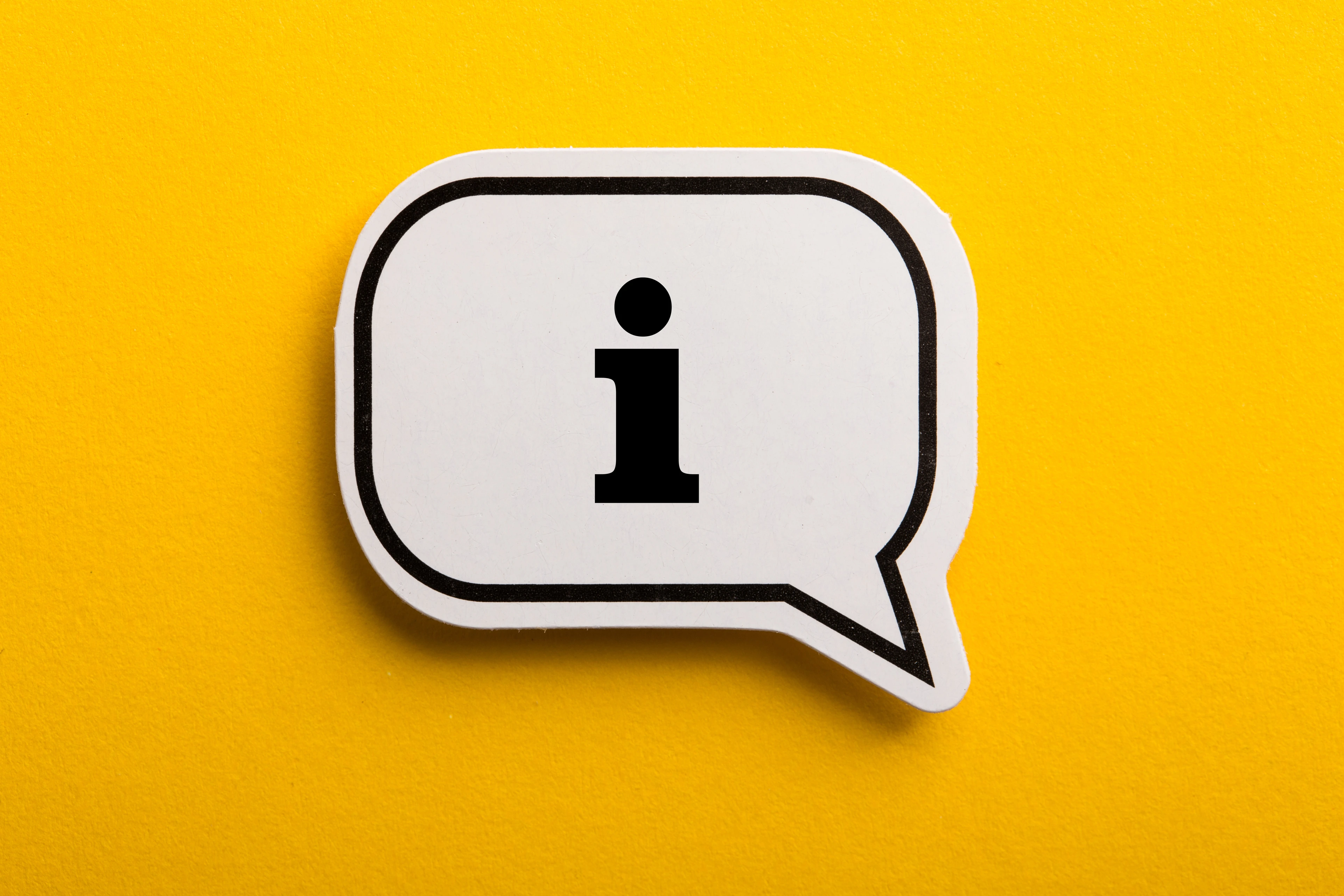 Information Sign Speech Bubble Isolated On Yellow Background