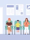 people sitting on chairs waiting doctor appointment at hospital