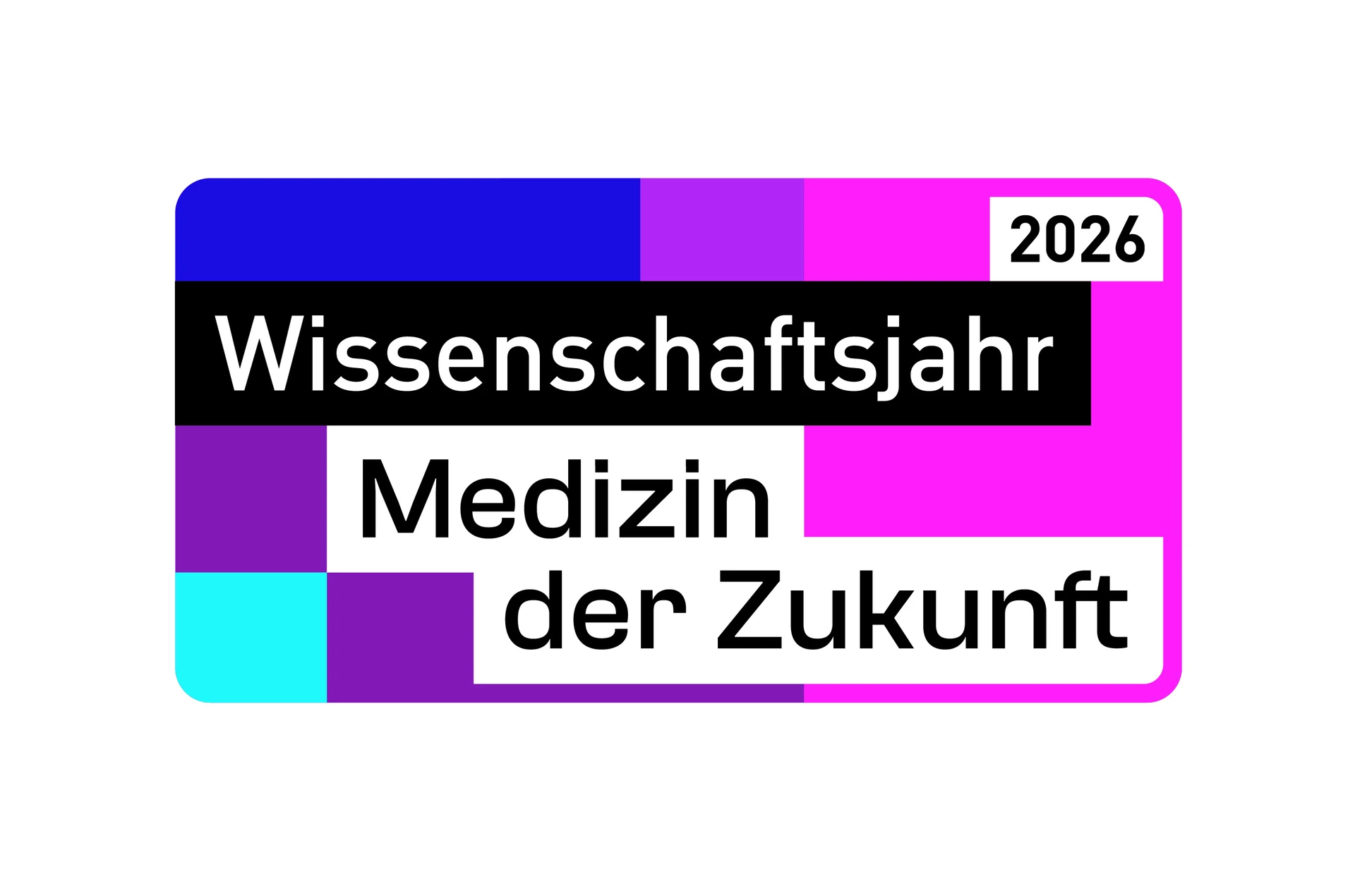 Logo zum Wissenschaftsjahr 2026 Schrift auf buntem Hintergrund