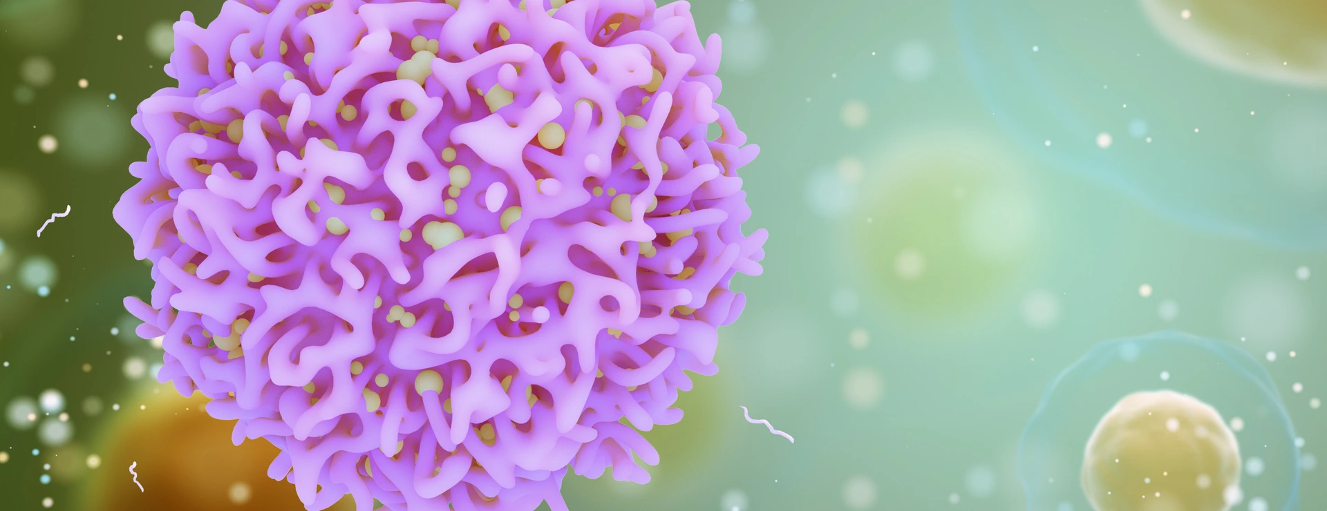 Medical concept of cancer. 3d illustration of T cells or cancer cells.