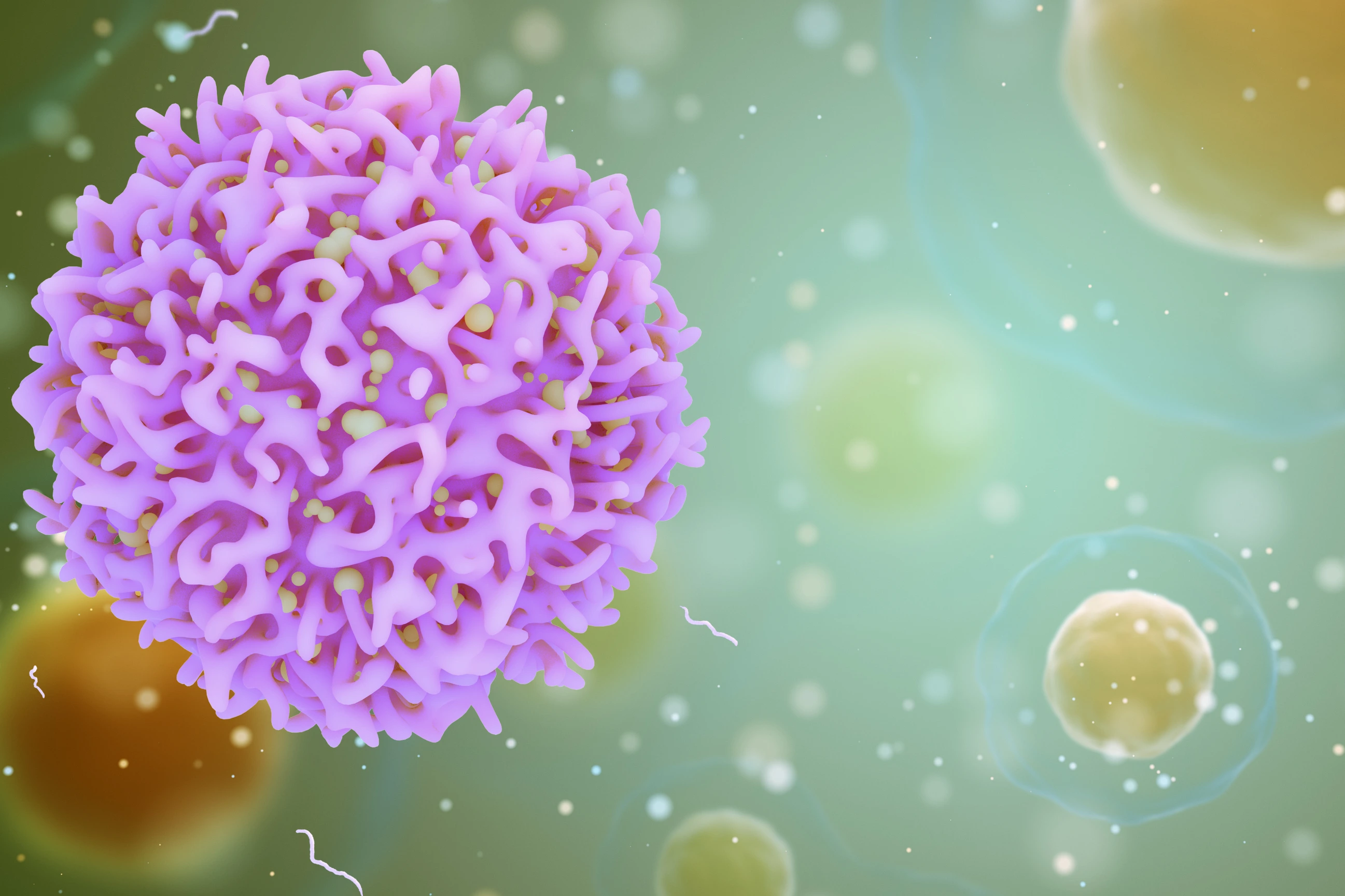 Medical concept of cancer. 3d illustration of T cells or cancer cells.