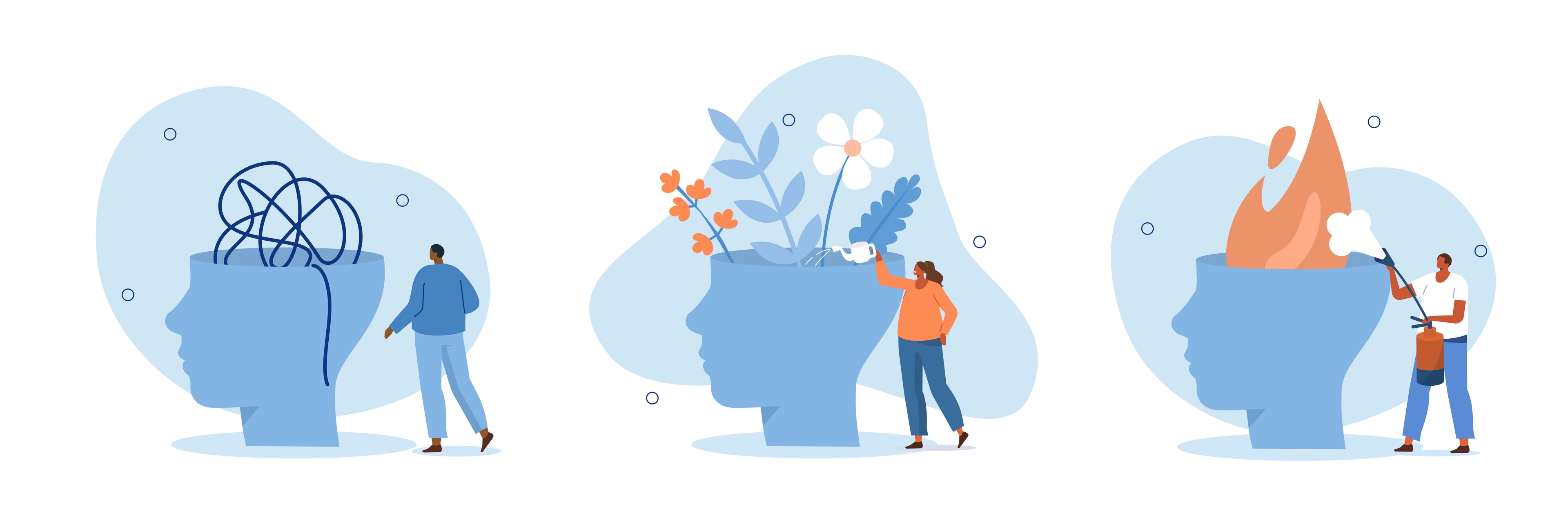 Mental health illustration set.