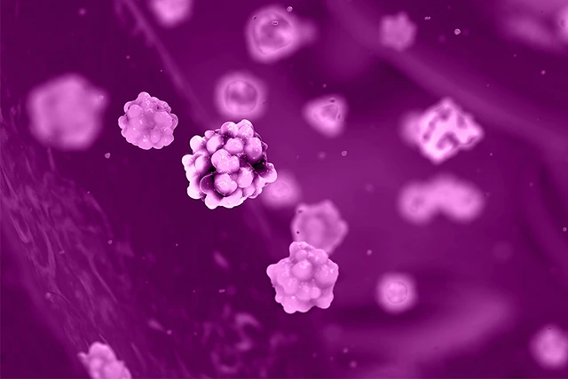 Glucose and insulin molecules in the blood