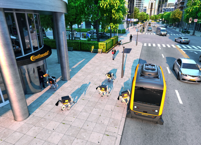 Robo Dogs: Cascaded Robot Delivery by Continental