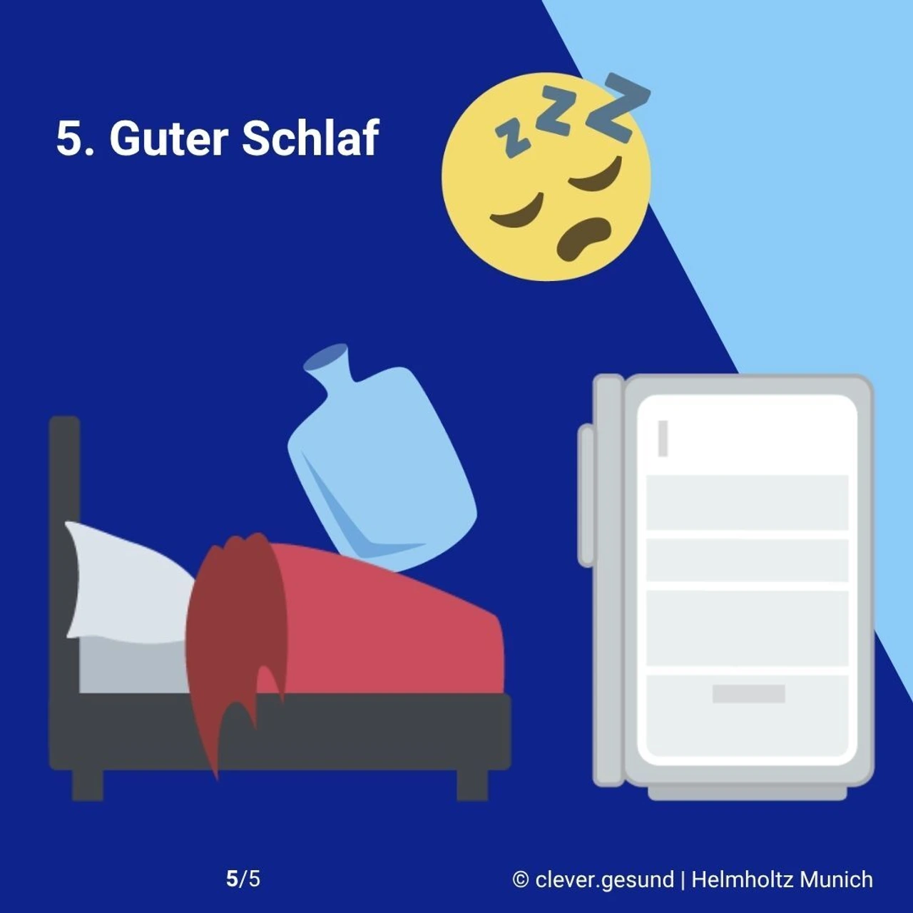 Die Grafik illustriert den Hitzetipp "Guter Schlaf"