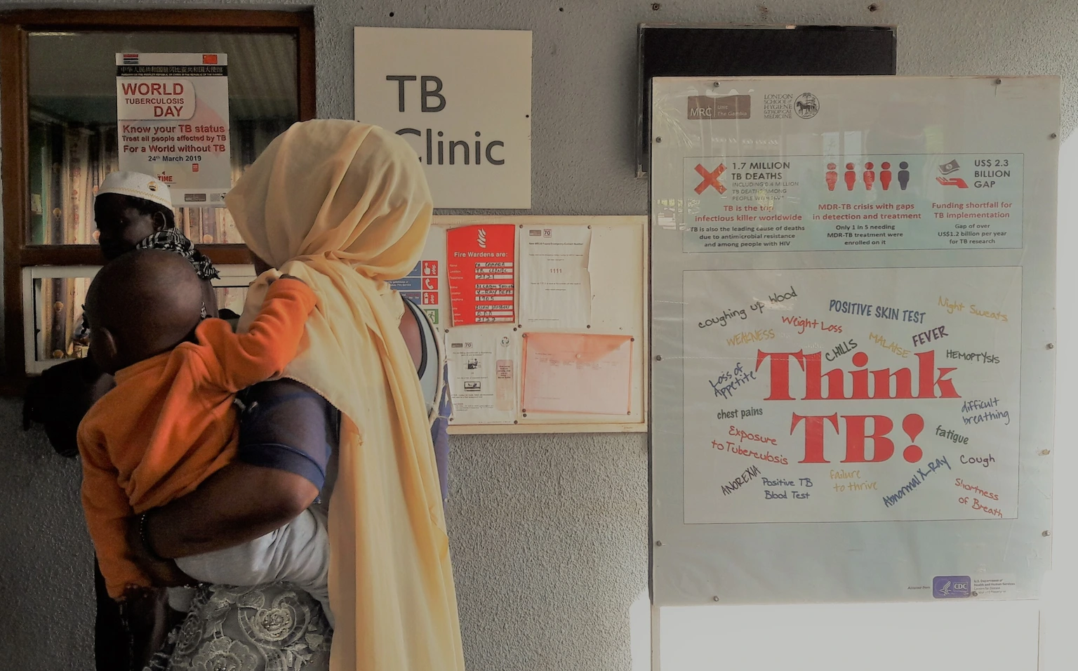 Women with baby visiting the TB Sequel Clinic in Gambia