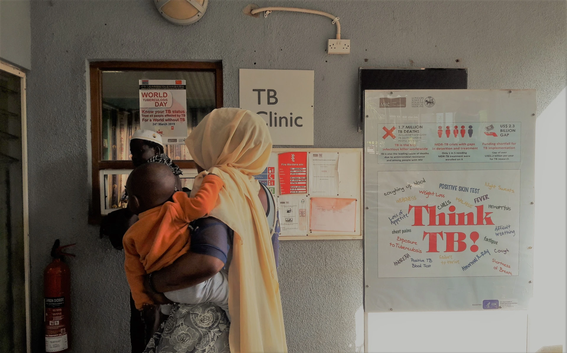 Women with baby visiting the TB Sequel Clinic in Gambia