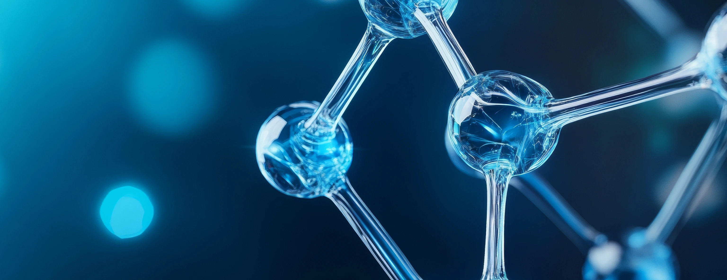 3D representation of insulin protein structure illuminated with a blue glow on a black background_AdobeStock_1073210391