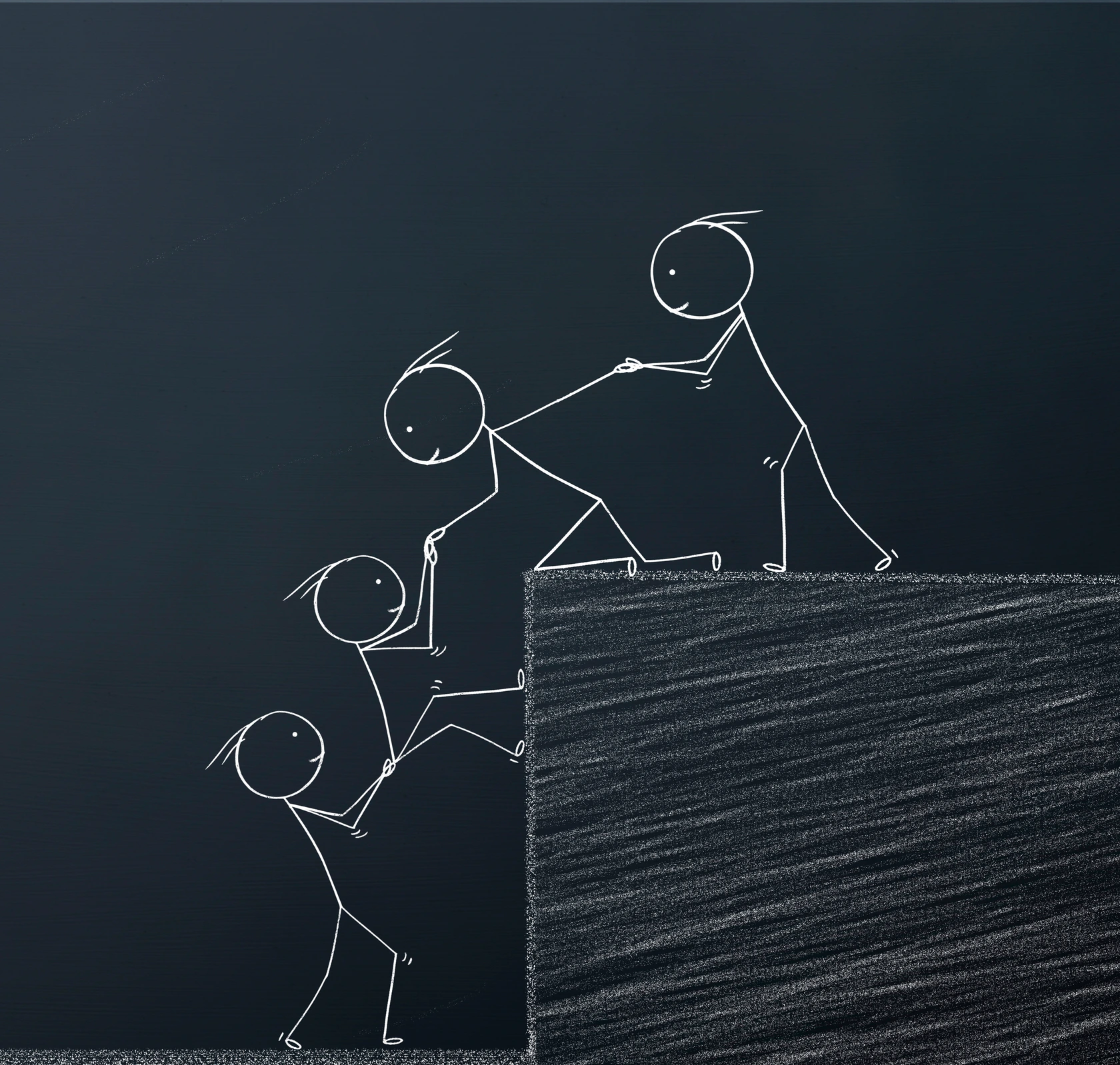 team members helping each other. cooperative working concept for success